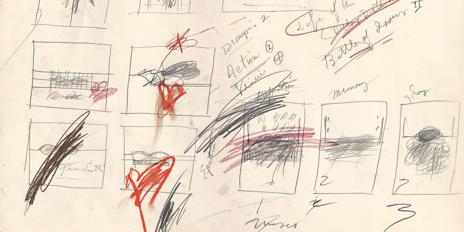 Detail view, Cy Twombly, Untitled (Study of Painting), 1963 (Rome), Graphite and oil chalk on paper