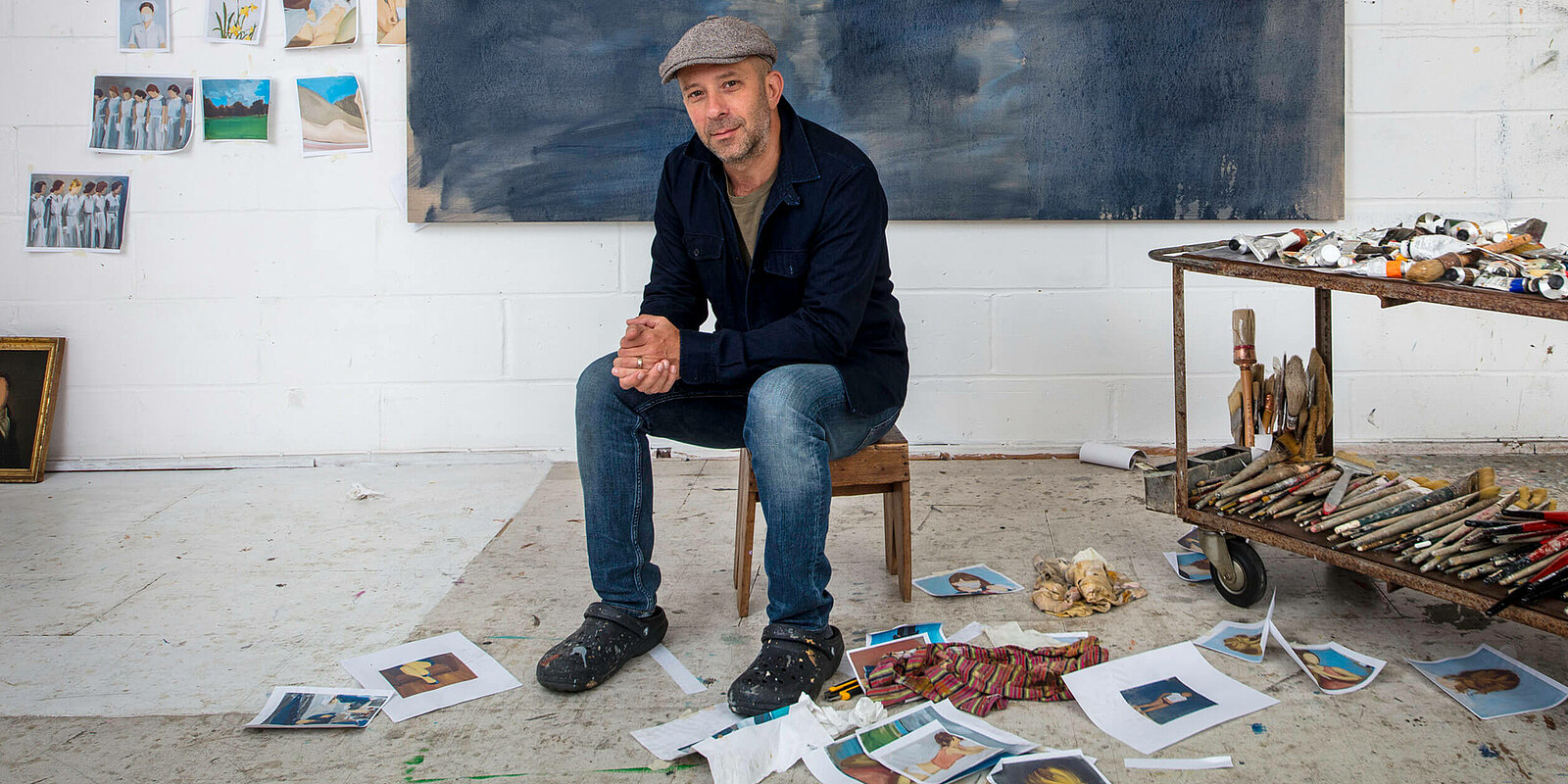 Gideon Rubin dans son studio, Londres 2020. Photo: Richard Ivey