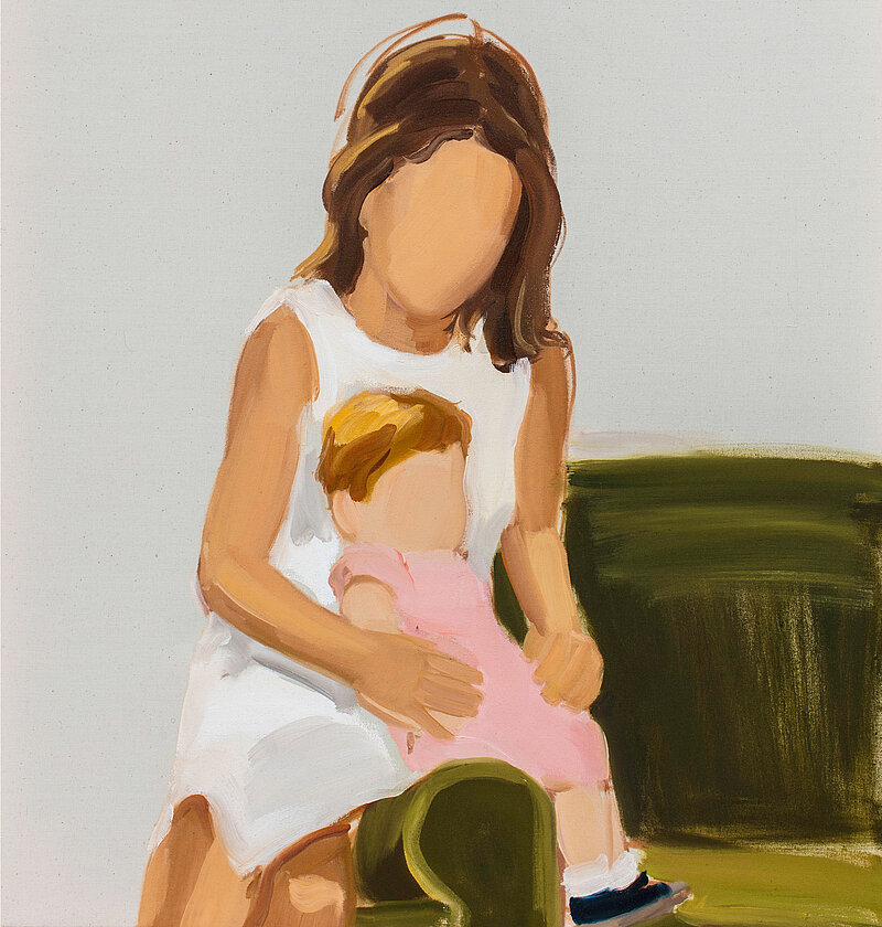 Gideon Rubin, Mother and Child, 2019, Öl auf Leinwand (Detail)